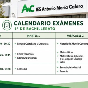 Calendario Exámenes 1º Bachillerato